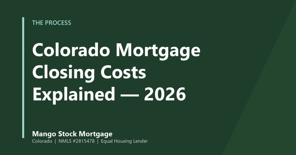 Mango Stock Mortgage banner introducing colorado Mortgage Closing Costs Explained — 2026