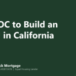 Illustrated banner reading HELOC to Build an ADU in California, with a house and a small detached unit on a dark green background