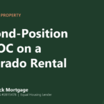 Illustrated banner reading Second-Position HELOC on a Colorado Rental, with a house and lien-position graphic on a dark green background